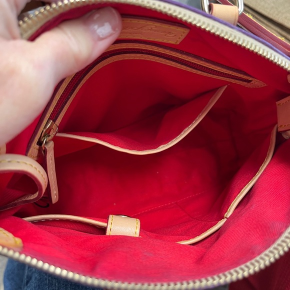 Dooney & Bourke Purple Leather crossbody, 9.5x7.5x3”, EUC, corners rubbed color - Picture 6 of 6